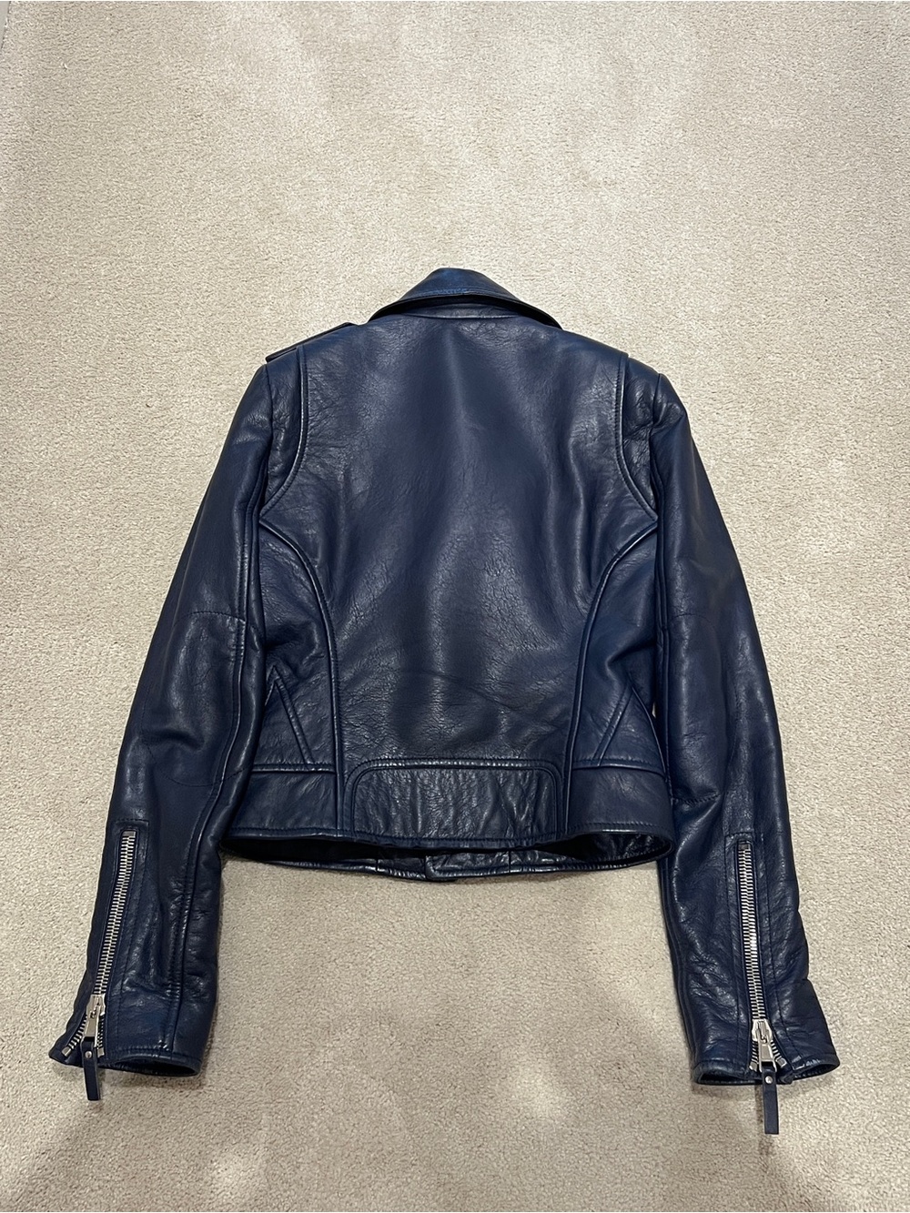Balenciaga Dark Navy Leather Moto Jacket - Picture 16 of 16